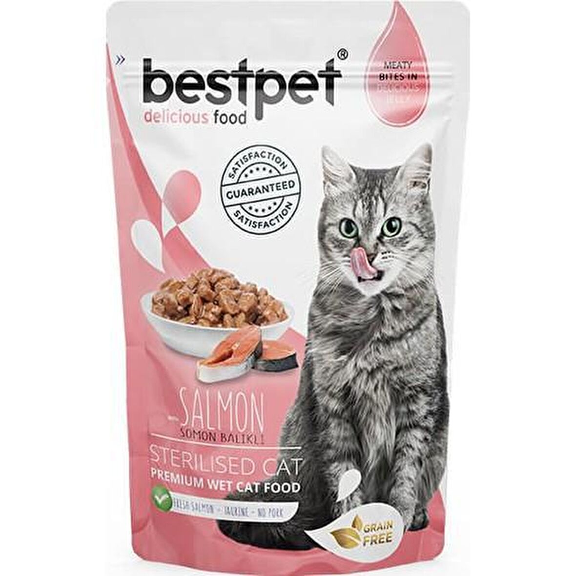 Bestpet Kısırlaştırılmış Somonlu Jelly Konserve Kedi Maması 85 Gr