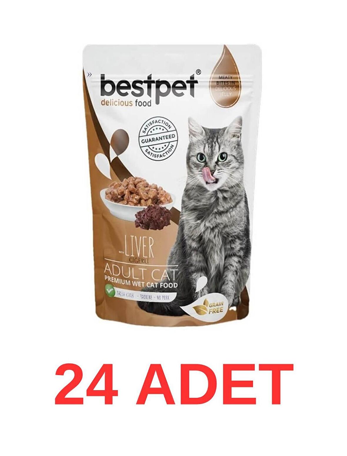 BestPet Jelly Pouch Ciğer Etli Yetişkin Kedi Konservesi 85 Gr 24 Adet