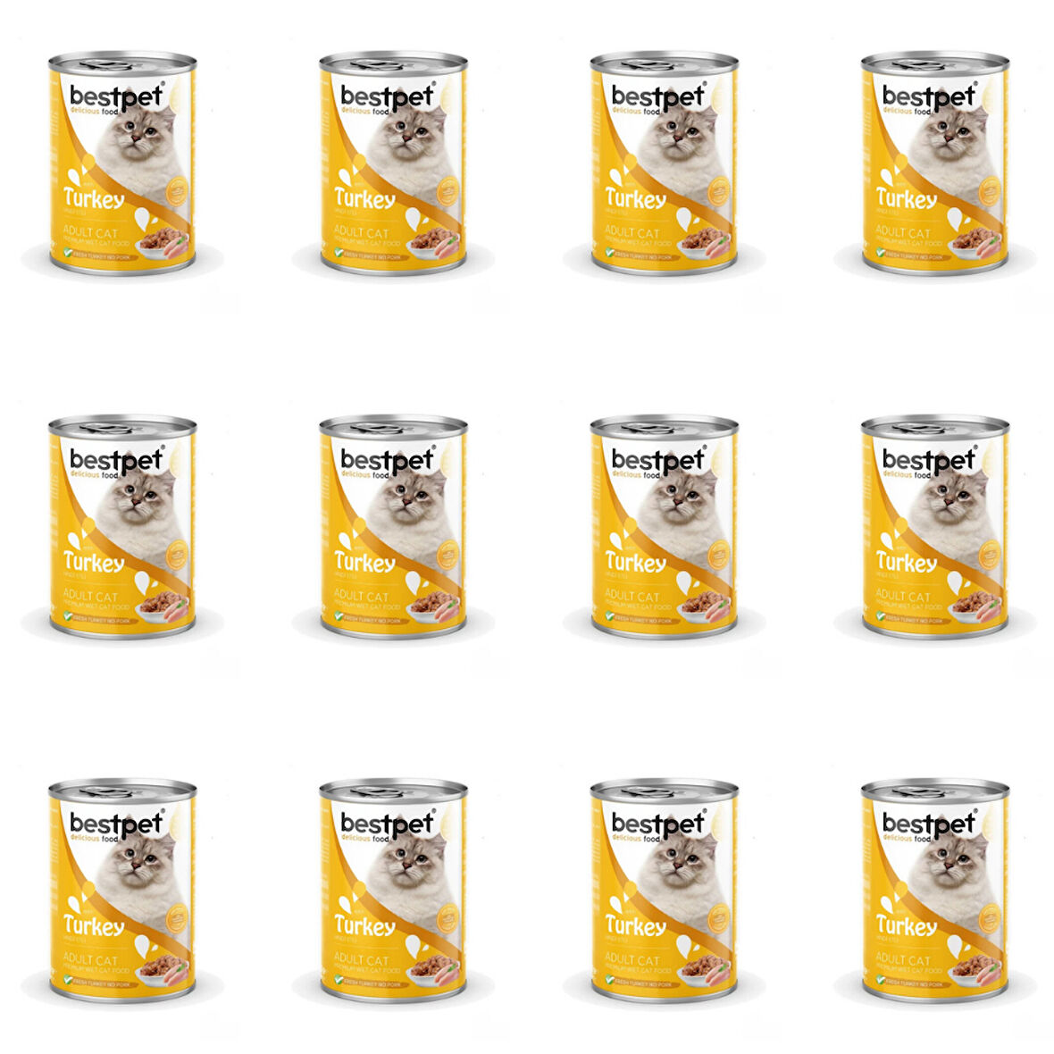 Bestpet Hindi Etli Yetişkin Kedi Konservesi 400 Gr (12 Adet)