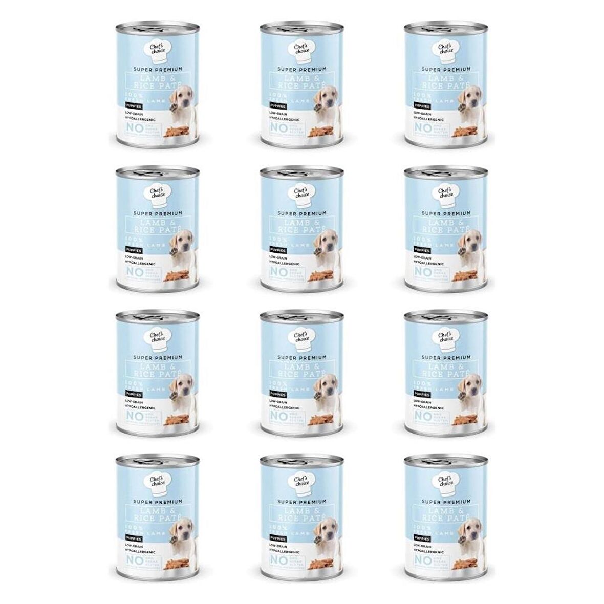 ChefsChoice Kuzulu Pirinçli Ezme Yavru Köpek Konservesi 400Gr*12 Adet