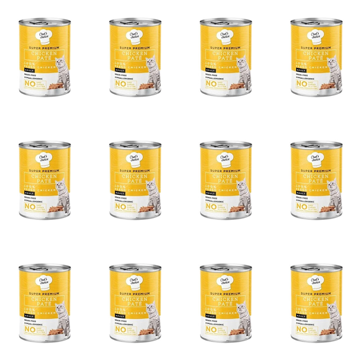 Chefs Choice Tahılsız Tavuk Etli Ezme Kedi Konservesi 400 Gr (12 Adet)