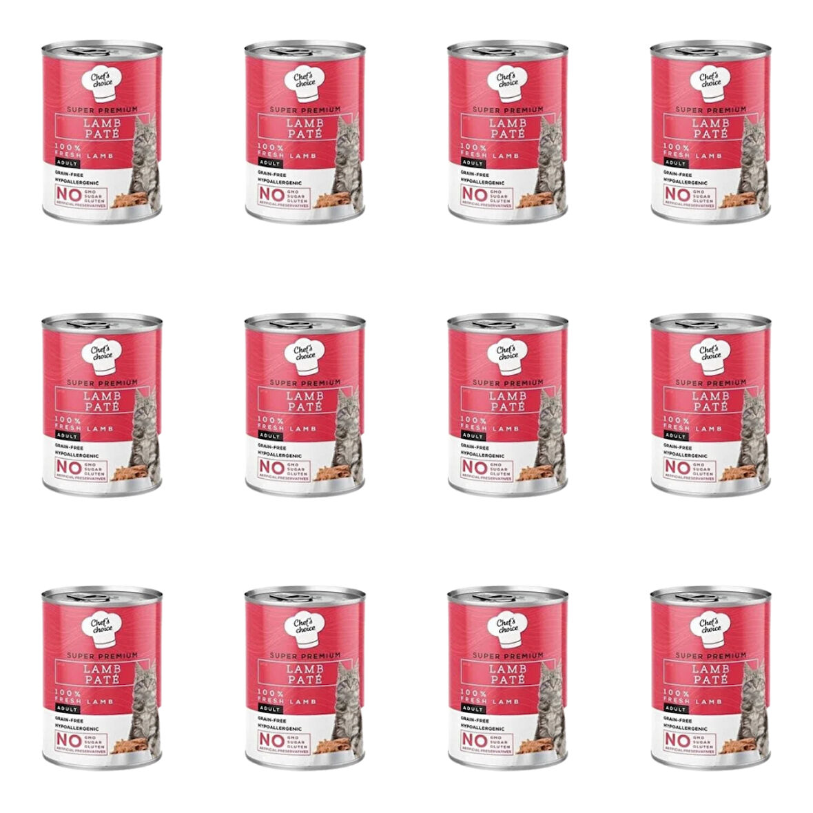 Chefs Choice Tahılsız Kuzu Etli Ezme Kedi Konservesi 400 Gr (12 Adet)