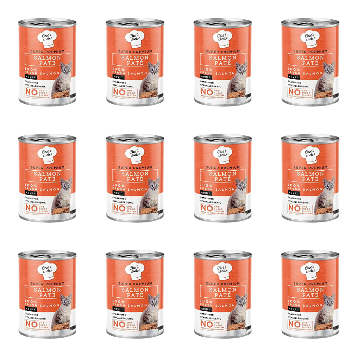 Chefs Choice Tahılsız Somonlu Ezme Kedi Konservesi 400 Gr (12 Adet)