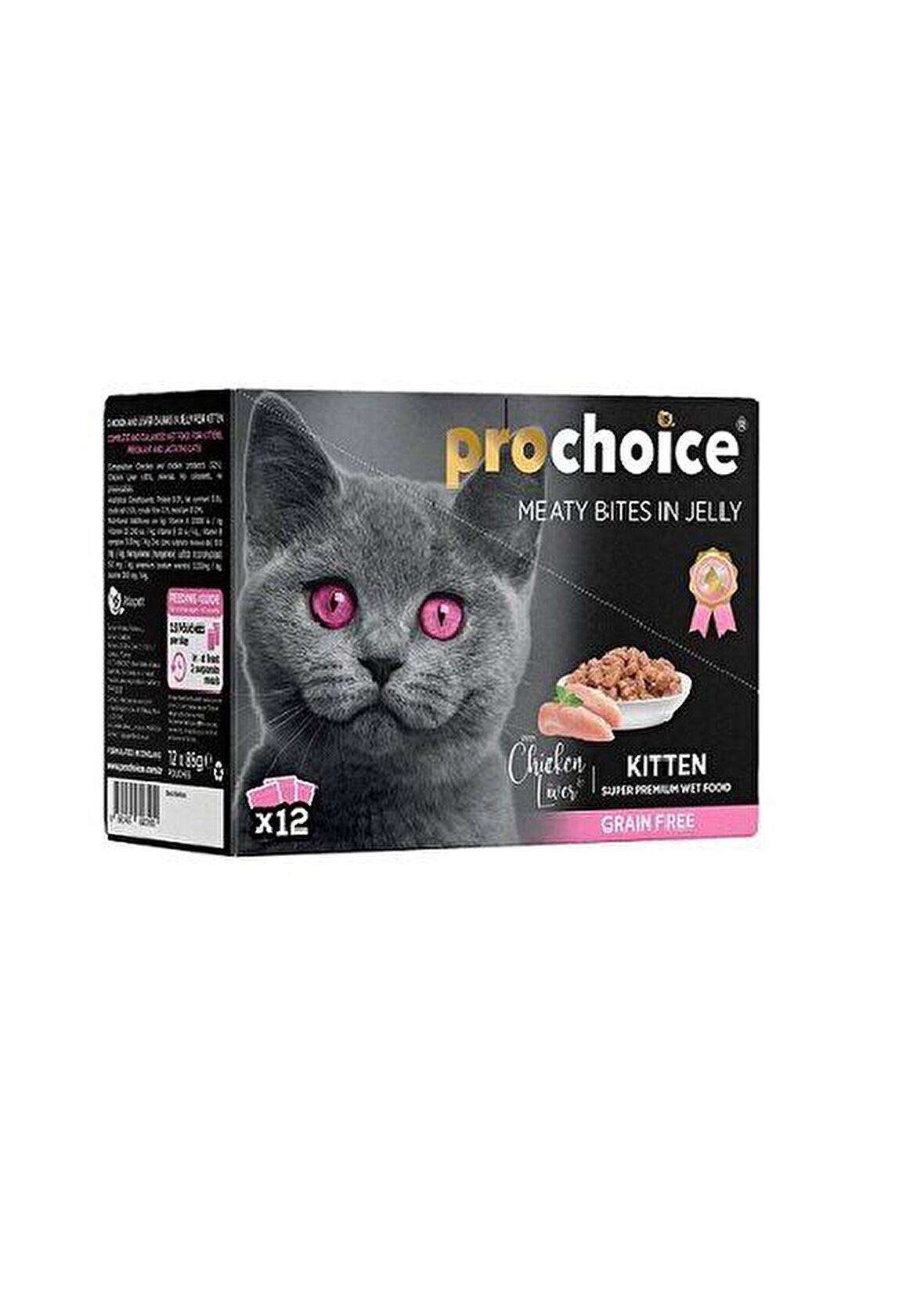 Prochoice Pouch Tahılsız Tavuklu ve Ciğerli Yaş Yavru Kedi Maması 85gr X 12 adet