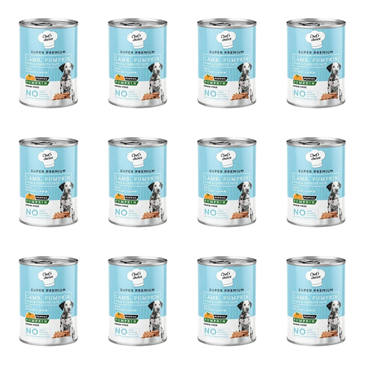 Chefs Choice Tahılsız Kuzulu Balkabaklı Ezme Yavru Konserve Köpek Maması 400 Gr (12 Adet)
