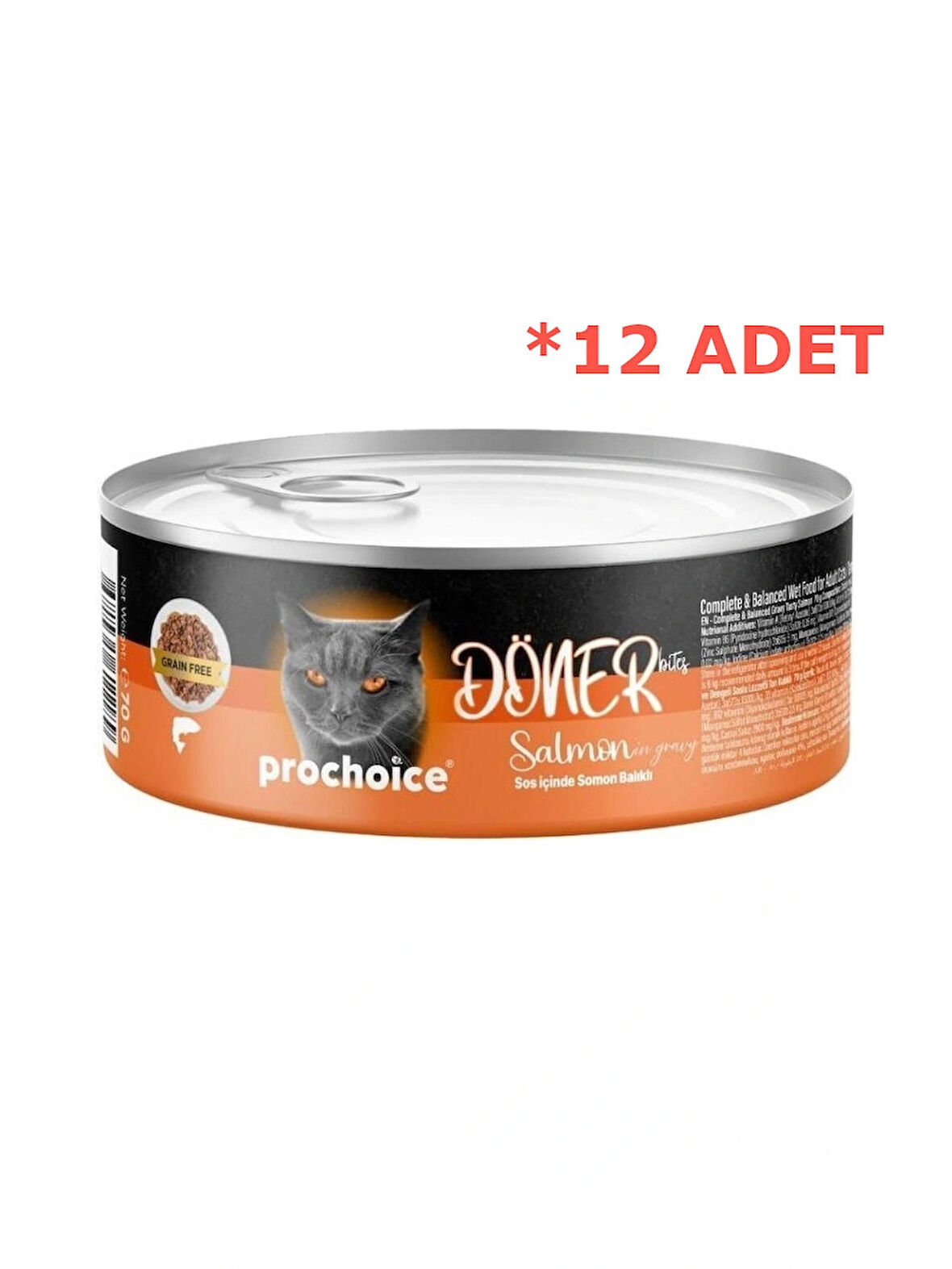 Pro Choice Prochoice Döner Bites Somonlu Yetişkin Kedi Konservesi 70 gr 12 ADET