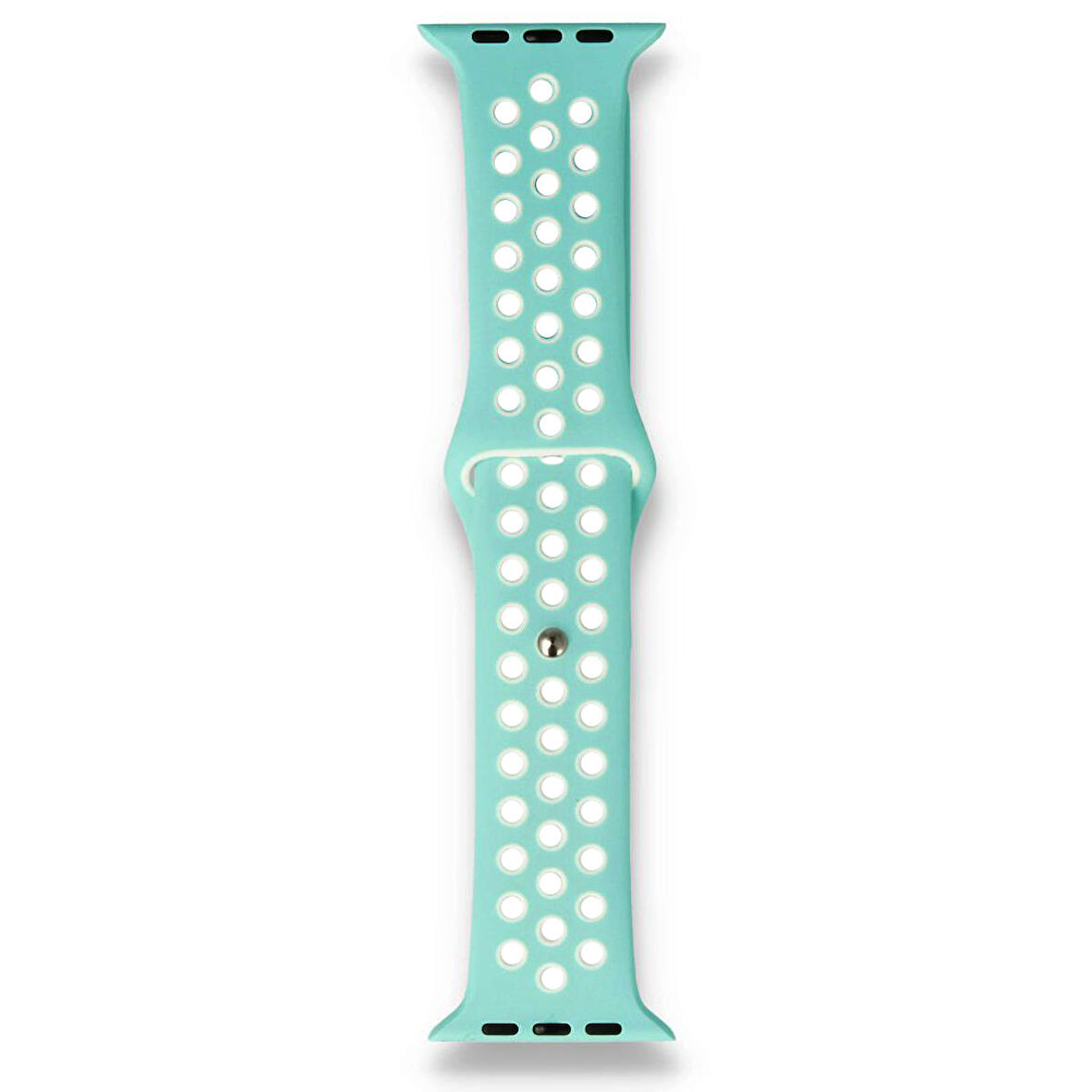 Apple Watch Uyumlu 38-40mm Silikon Kayış - Su Yeşili / Beyaz 