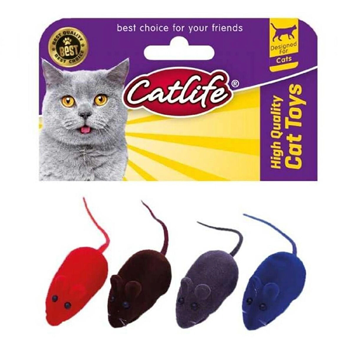 Catlife 4'lü Plastik Sesli Fare Kedi Oyuncağı