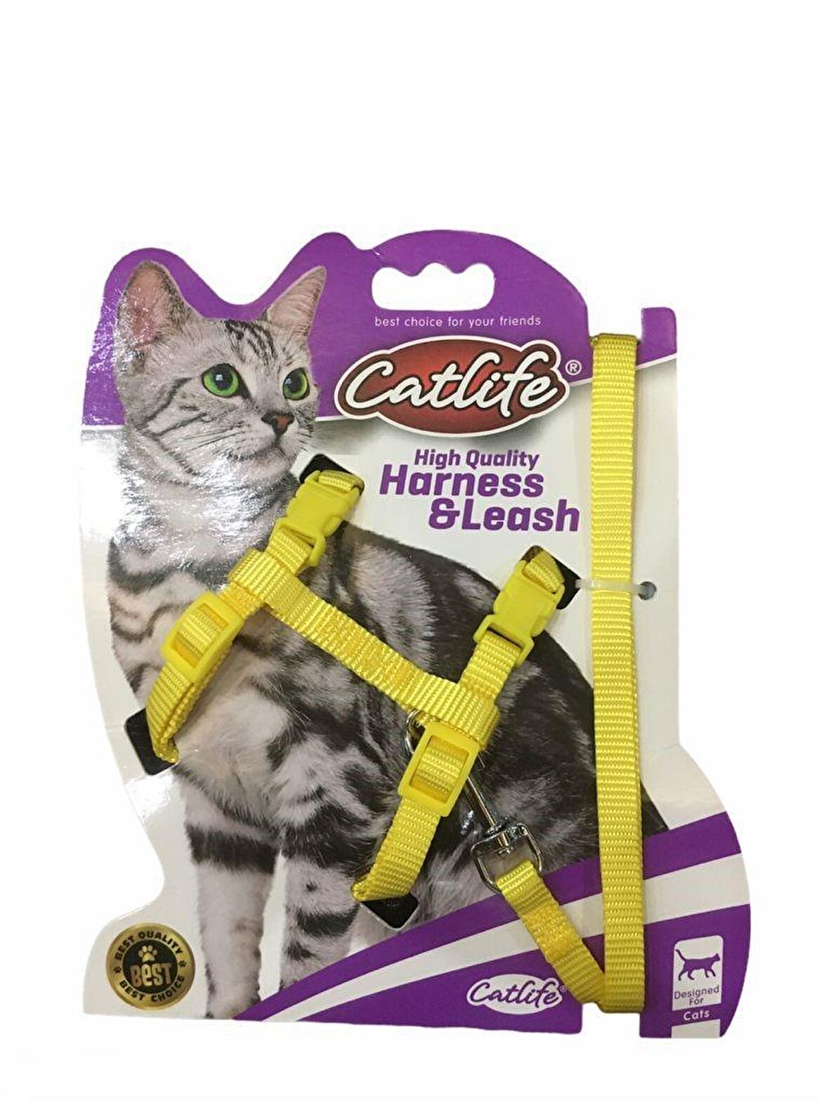 Catlife Kedi Göğüs Ve Gezdirme Tasması Takımı Sarı 110 Cm