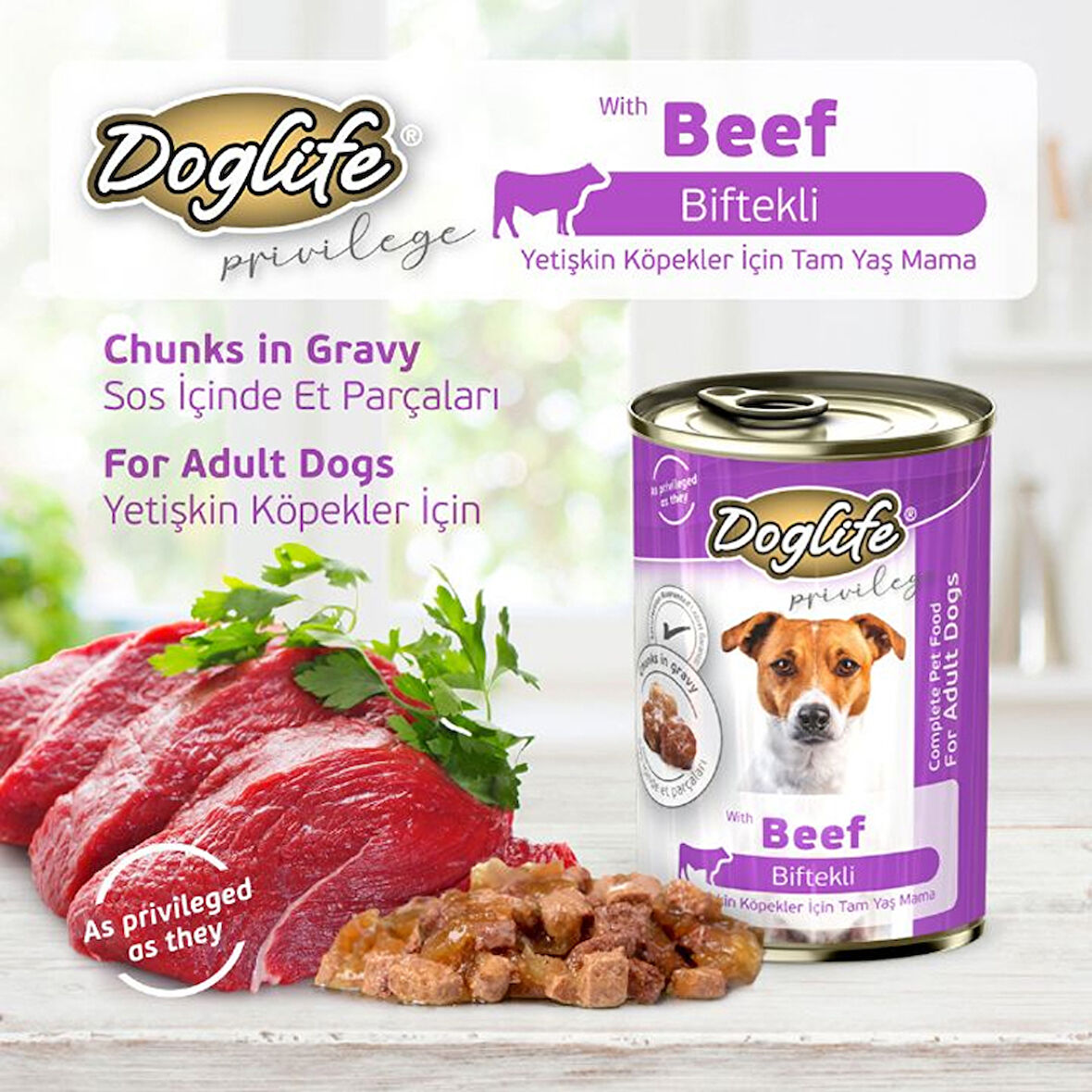 DLF13-Doglife Biftekli Köpek Konserve 400 Gr