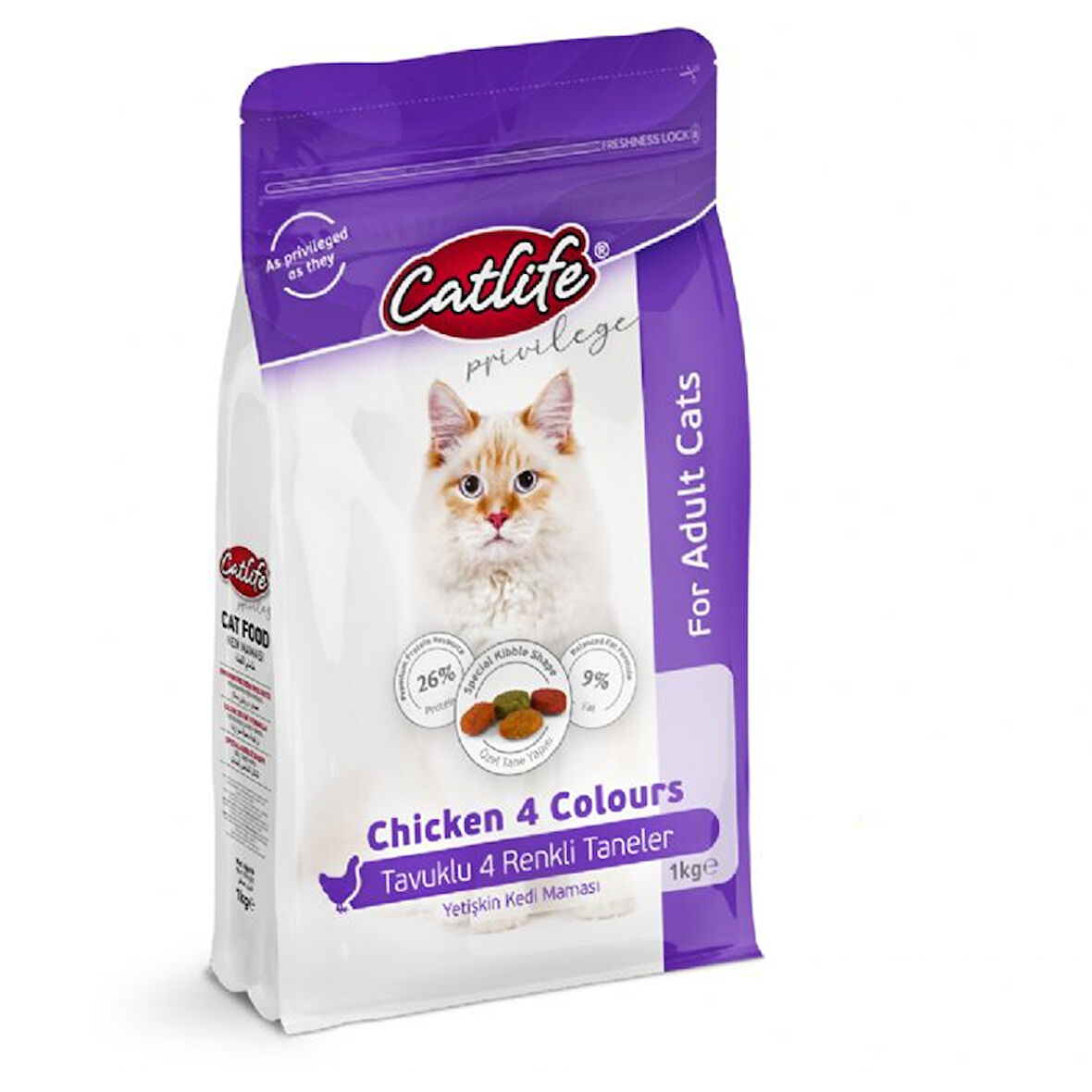 CLFD10-Catlife Tavuklu Multicolor Yetişkin Kedi Maması 1 Kg