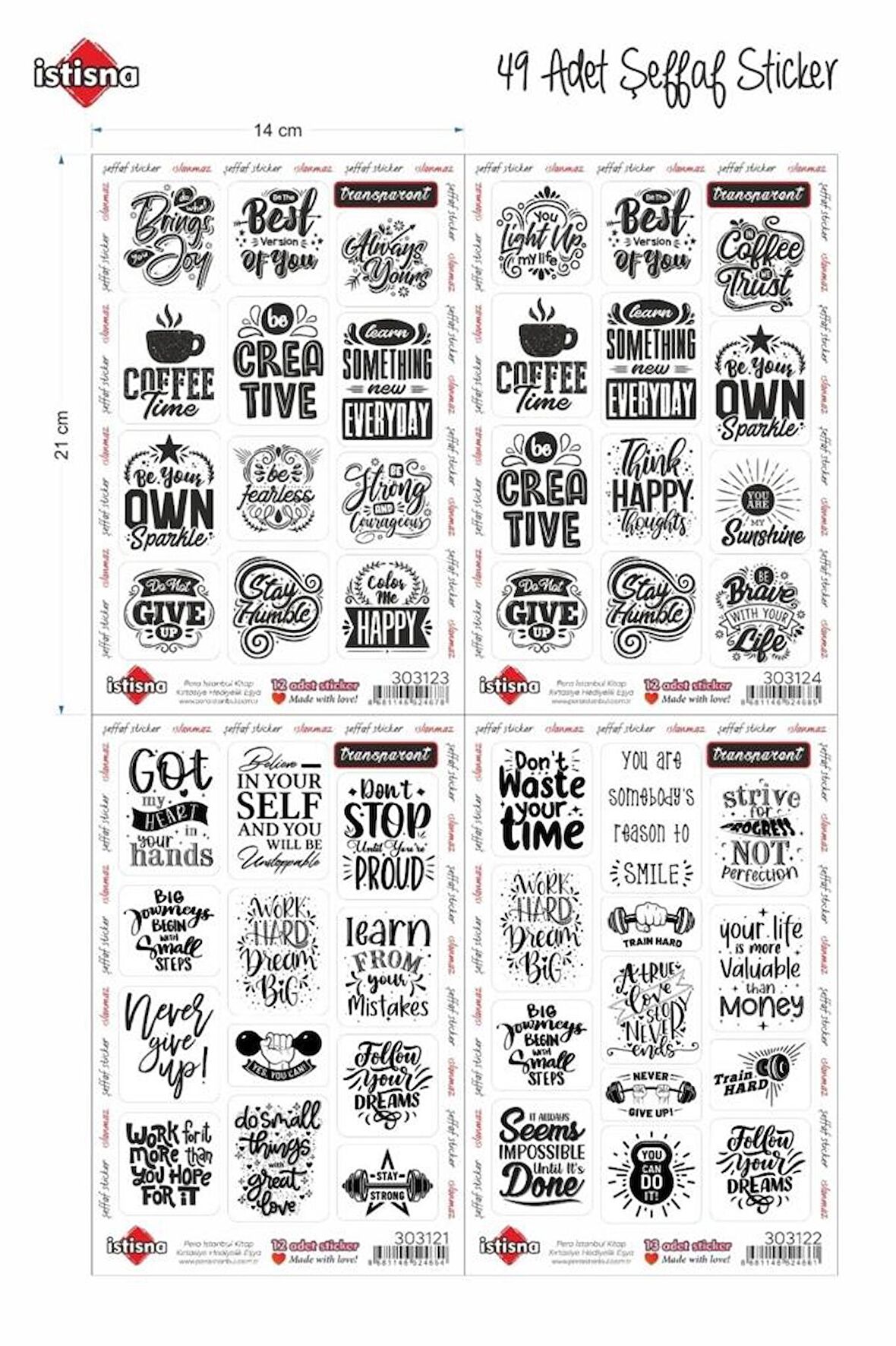 49 Adet Suya Dayanıklı Şeffaf Sticker Laptop Su Şişesi Kaykay Telefon Bavul Sticker Paketi