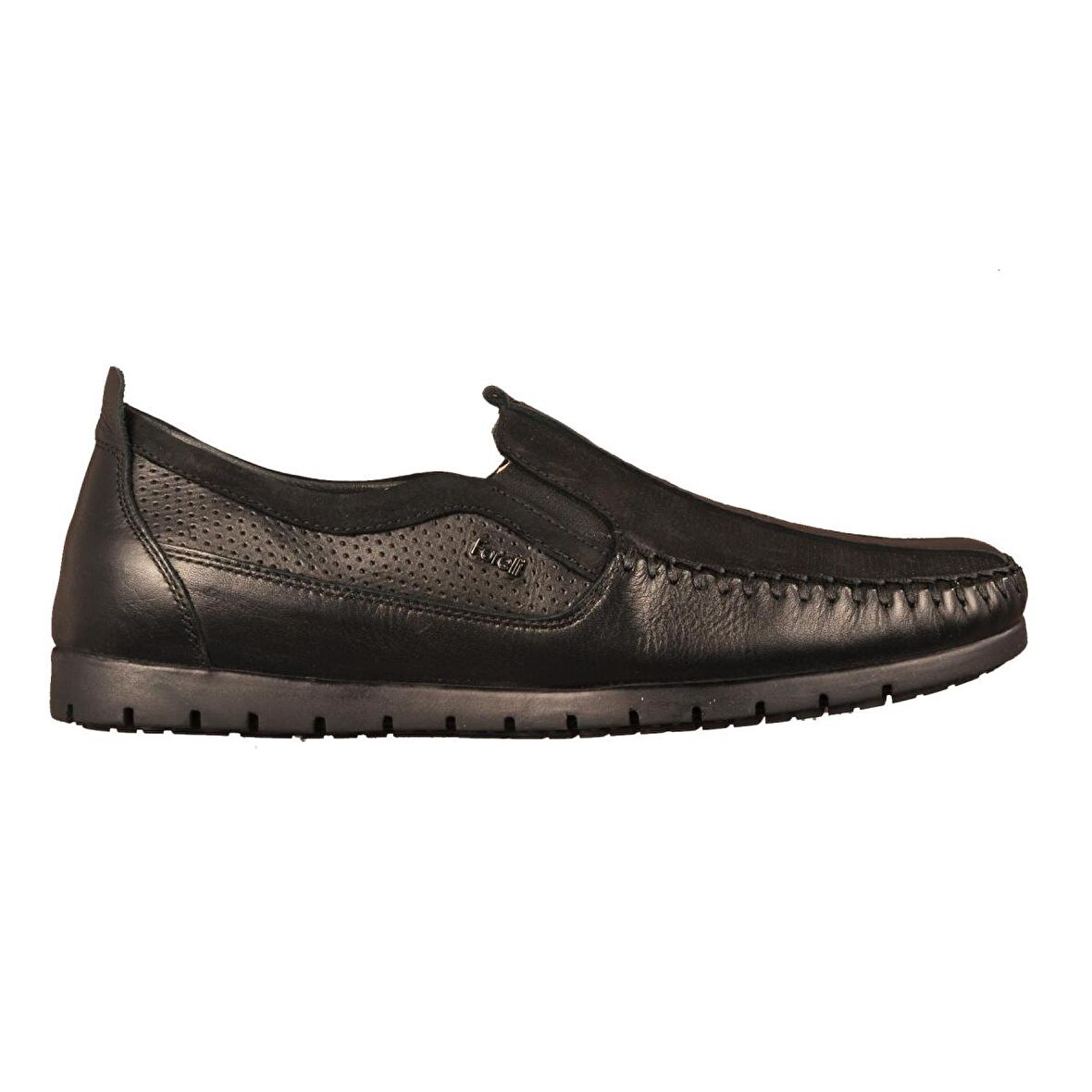 Forelli 35201 Siyah Erkek Slip On Hakiki Deri Ayakkabı