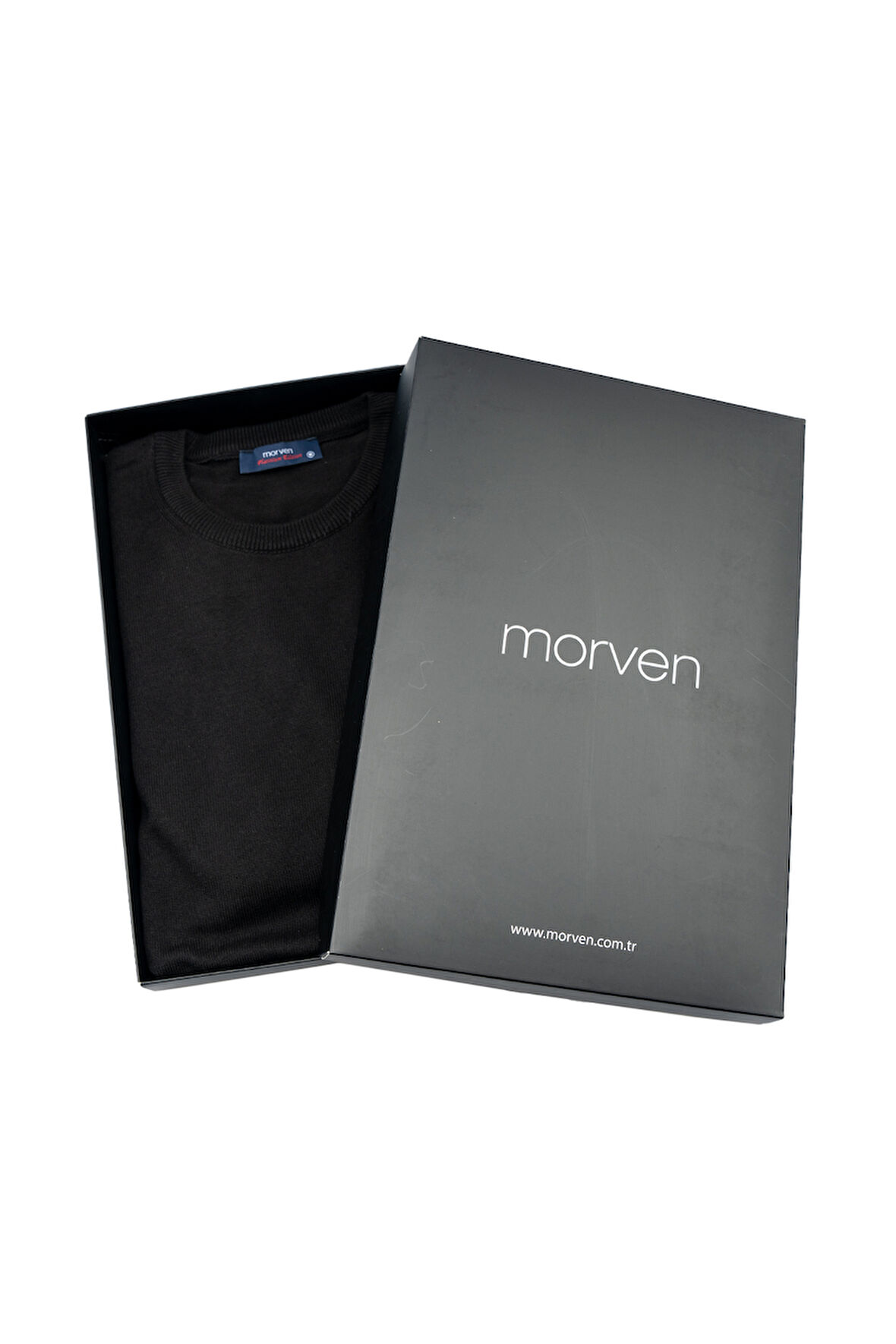 Siyah Basic Dinamik Fit Rahat Kesim Bisiklet Yaka HEDİYE KUTULU Triko Kazak