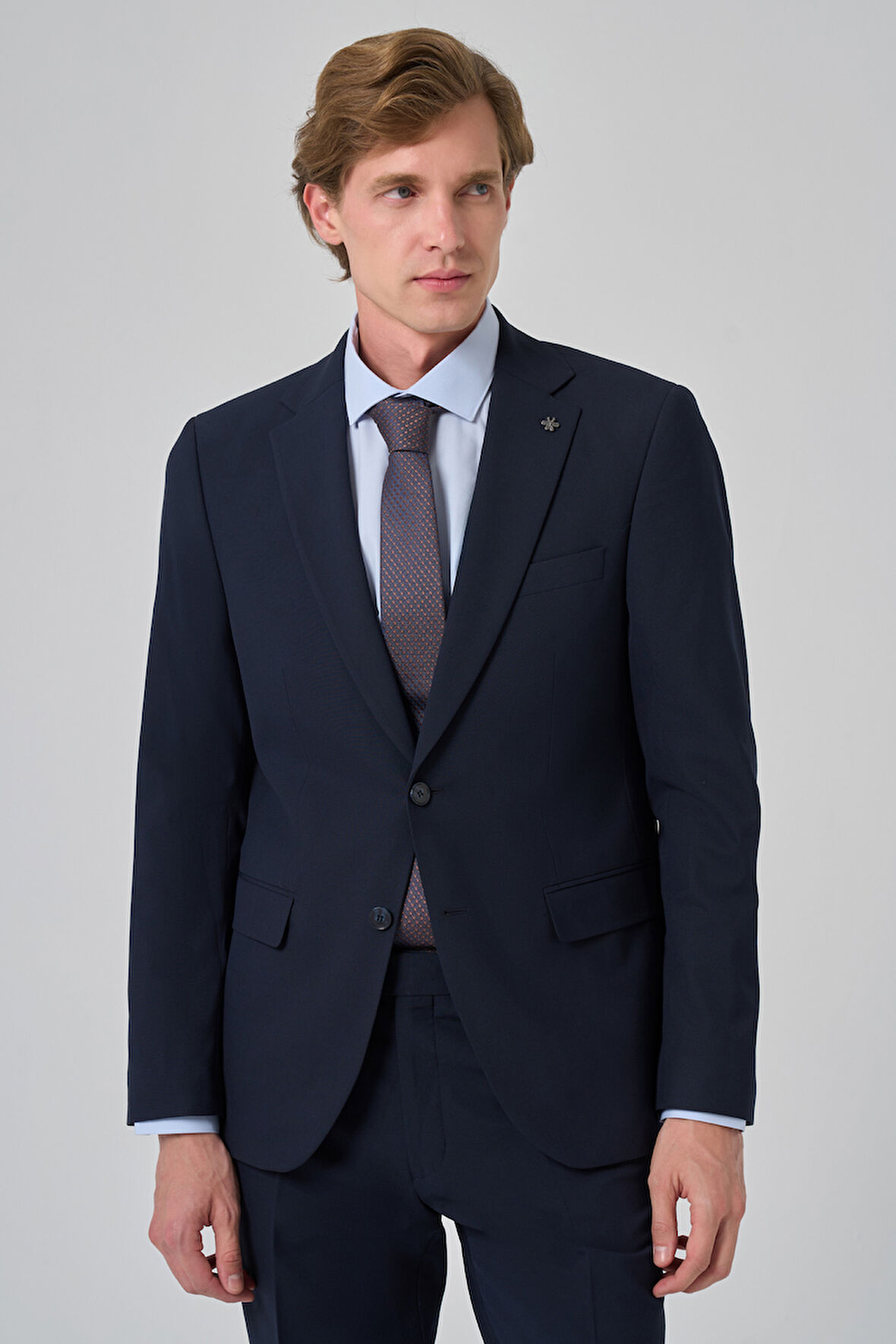 Erkek Lacivert Basic Düz Slim Fit Dar Kesim 6 Drop Takım Elbise