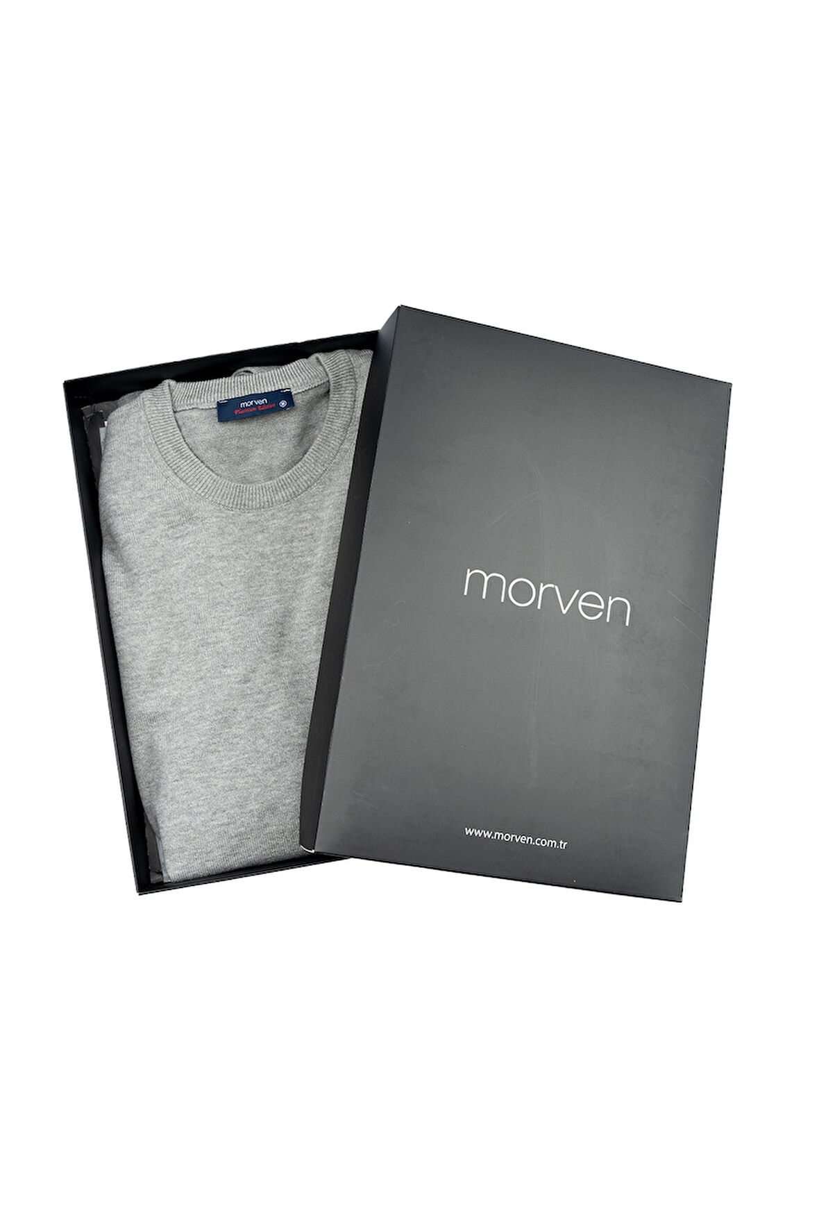 Gri Basic Dinamik Fit Rahat Kesim Bisiklet Yaka HEDİYE KUTULU Triko Kazak