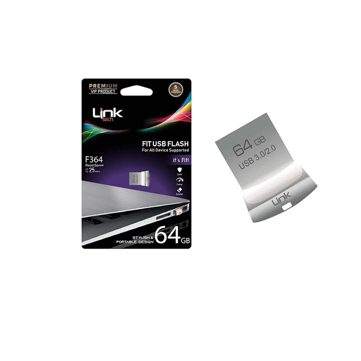 F364 Premium Fit Metal 25mb/s 64GB USB Mini Flash