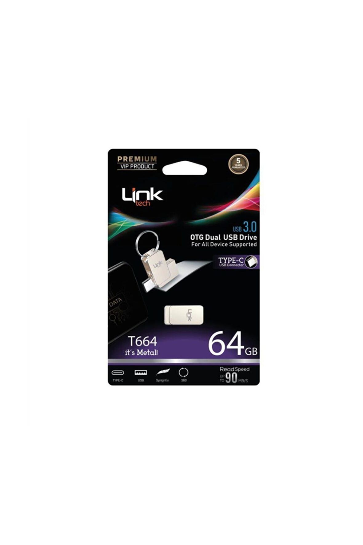 LİNKTECH T664 Premium Dual 90MB/s 64GB Type-C OTG Flash Bellek