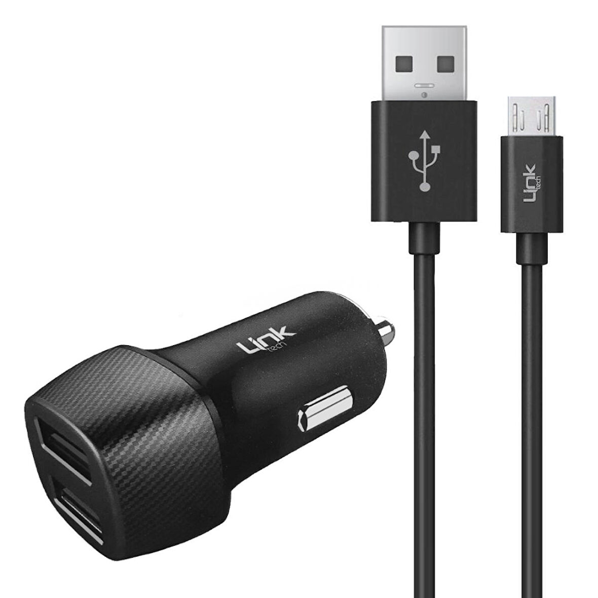 LinkTech C491 Araç Şarj Aleti ve Micro USB Kablo Set 2.4A 2x USB