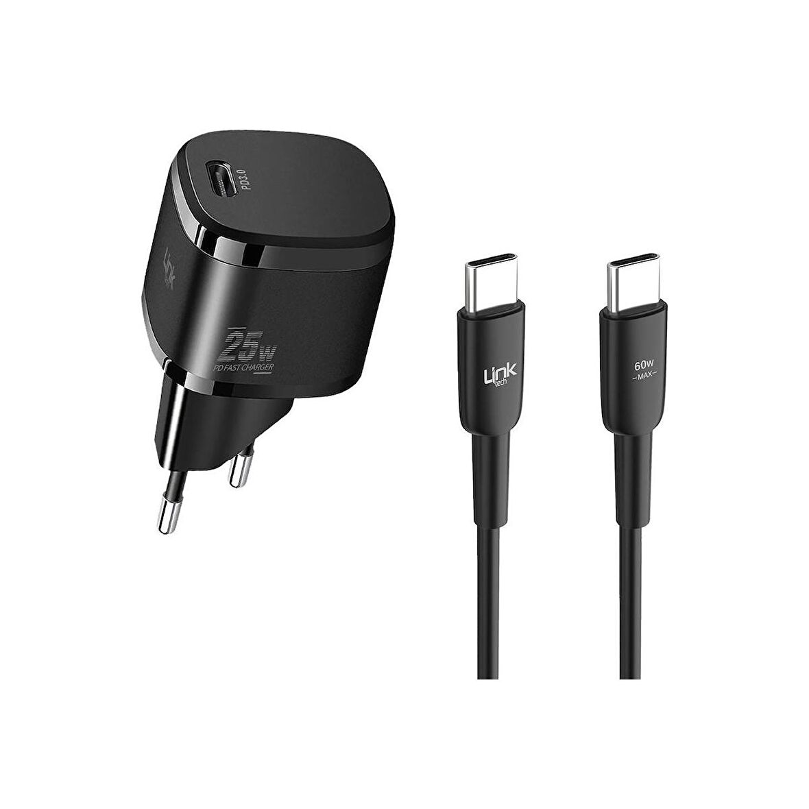 Linktech G826 Type-C 25 Watt Hızlı Şarj Aleti Siyah