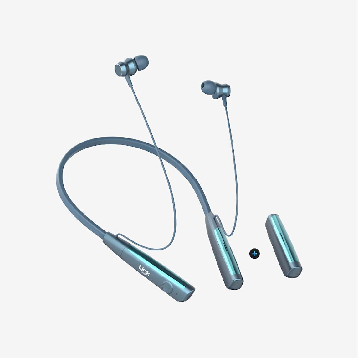 LİNKTECH H999 Neckband Silicone Bluetooth Headset- 90 Saat 420mah+420mah