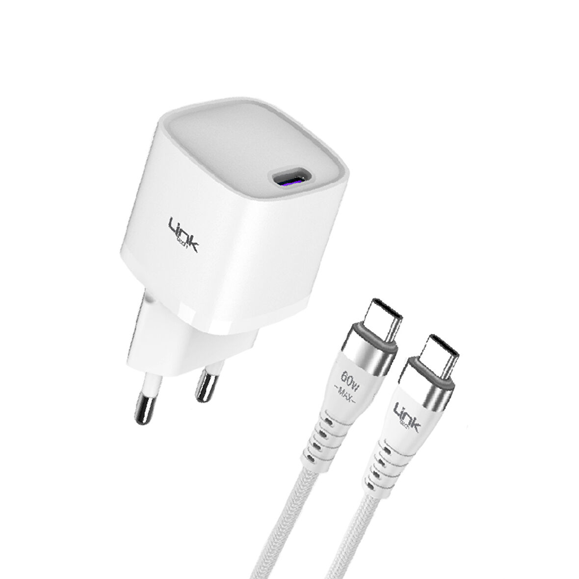LinkTech G842 Premium 20W QC4.0 GaN Type-C Kablolu Şarj Aleti Set