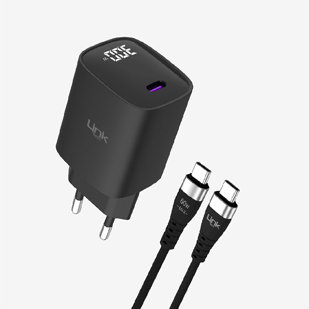 G847 Premium KVK GARANTİLİ Tip-C Kablolu Mini 30W USB-C Süper SI GaN Şarj Adaptörü