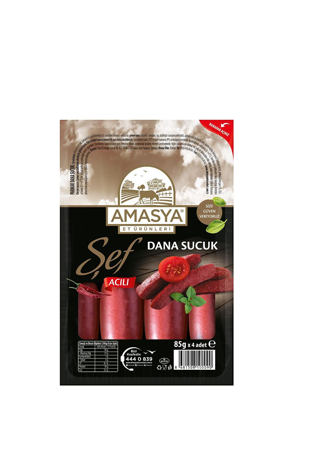 Şef Dana Parmak Sucuk Acılı 340 g