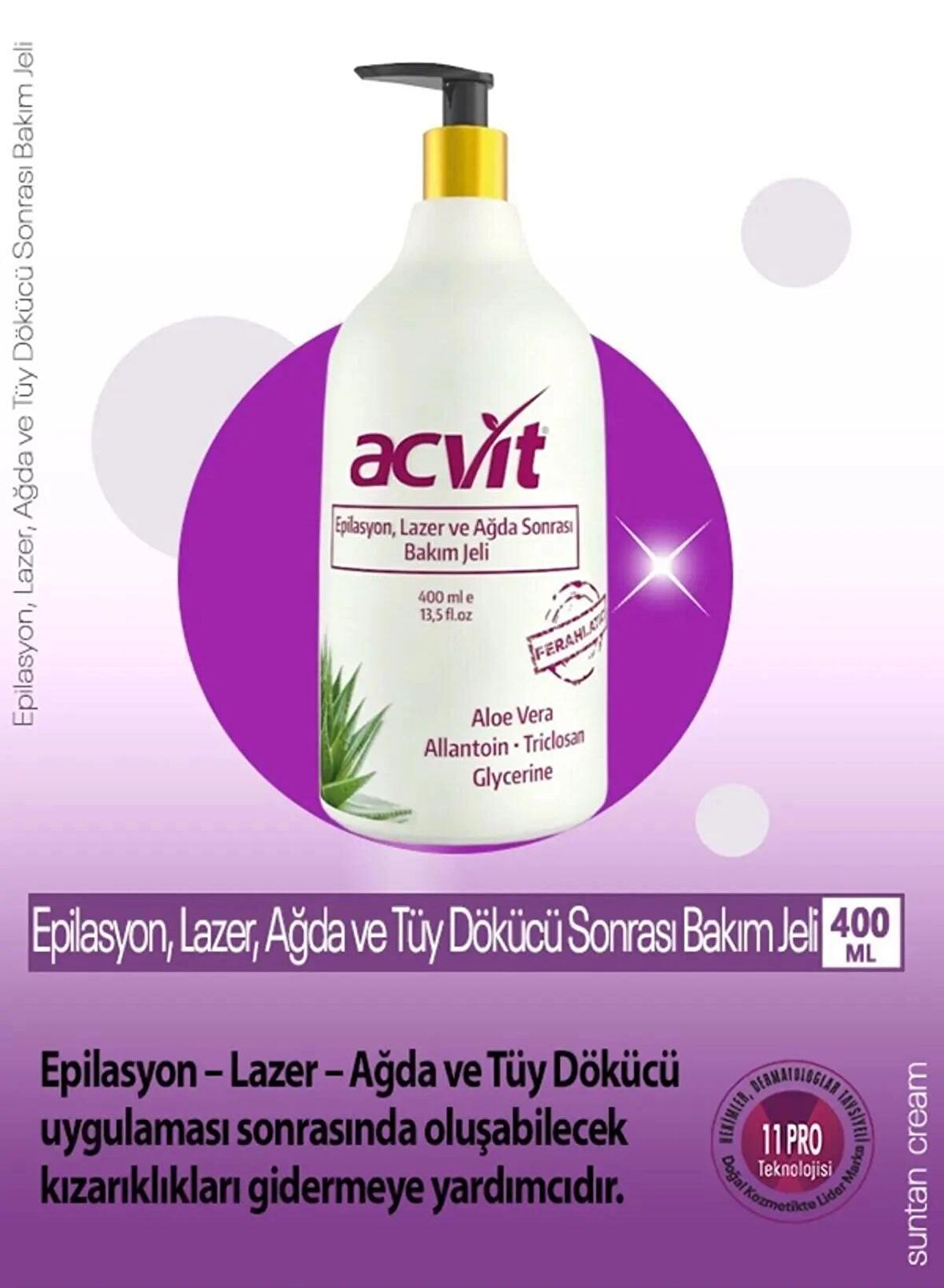 Epilasyon, Lazer, Ağda Ve Tüy Dökücü Sonrası Bakım Jeli - 400 ml