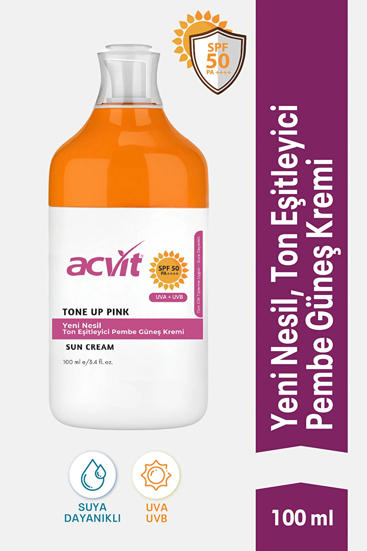 Yeni Nesil Pembe Ton Eşitleyici Güneş Kremi SPF 50+ PA++++ 100 ML