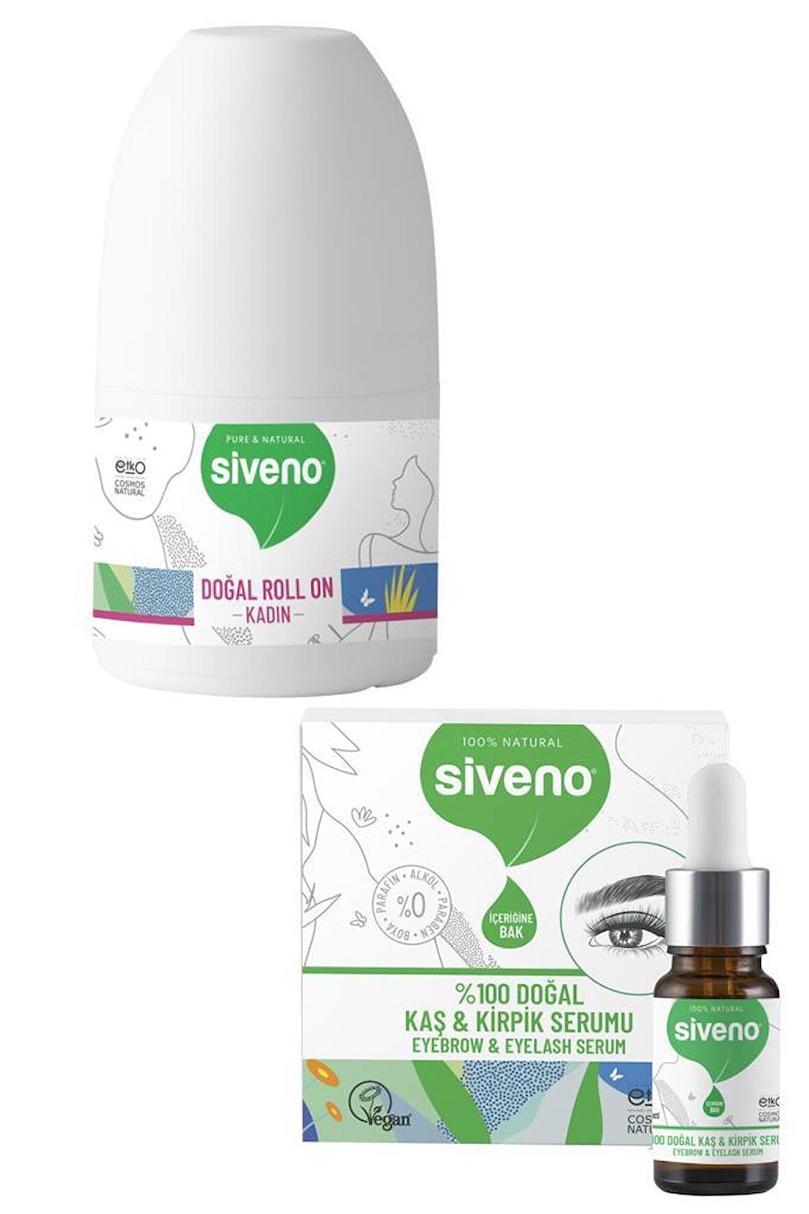 Siveno Doğal Roll-on Kadınlar Için 50 ml + Kaş & Kirpik Serumu 10 ml
