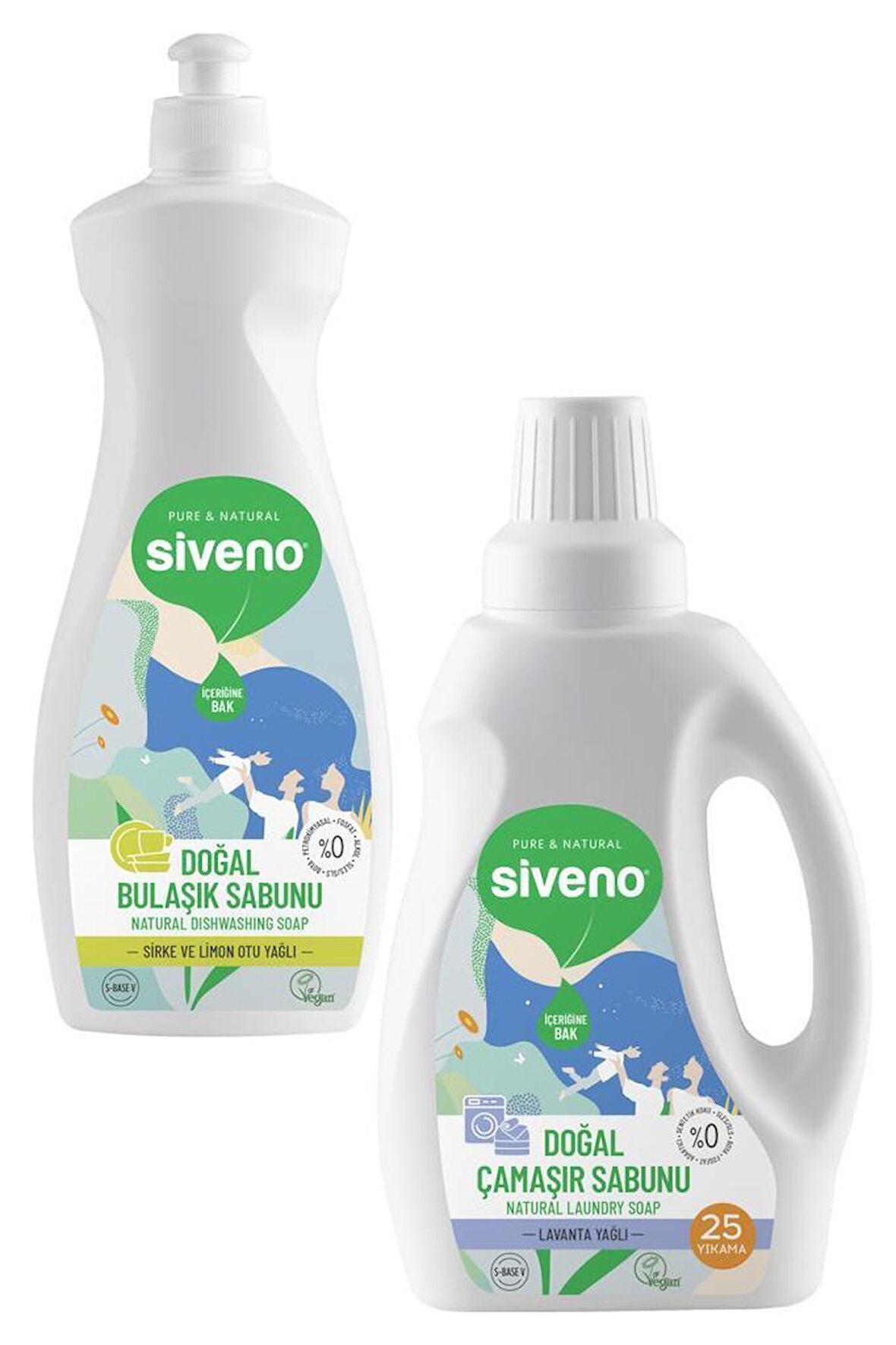 Siveno %100 Doğal 2'li Set Çamaşır Sabunu 750 ml ve Bulaşık Sabunu 500 ml