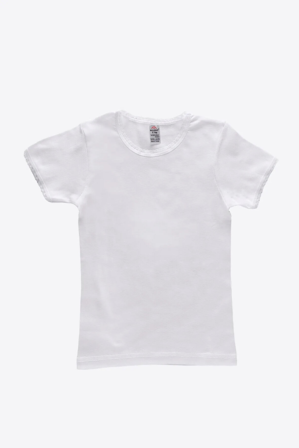 Kız Çocuk Beyaz 6 Lı Paket %100 Pamuk Yuvarlak Yaka Kısa Kollu Ribana Fanila 306-e