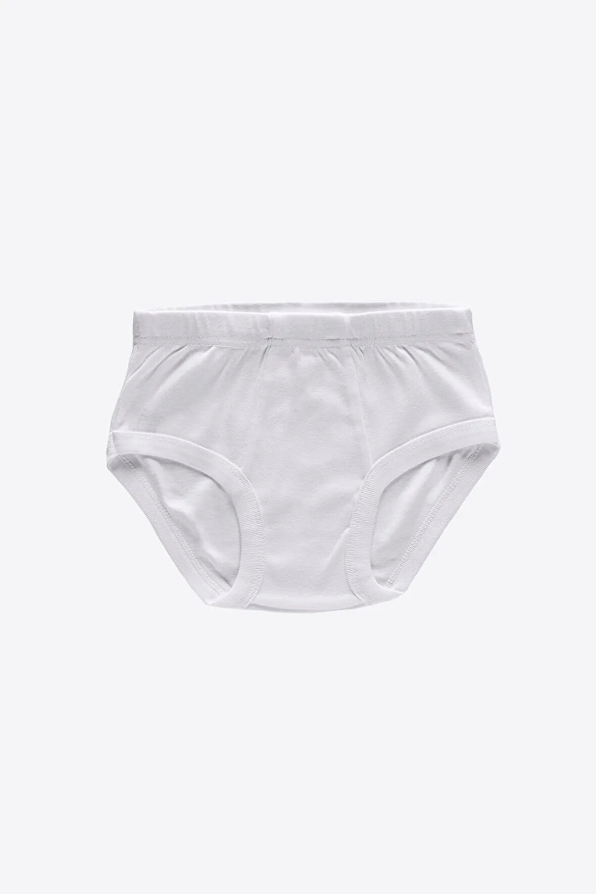 Erkek Çocuk Beyaz 12 Li Paket %100 Pamuk Ribana Slip Külot 203-e