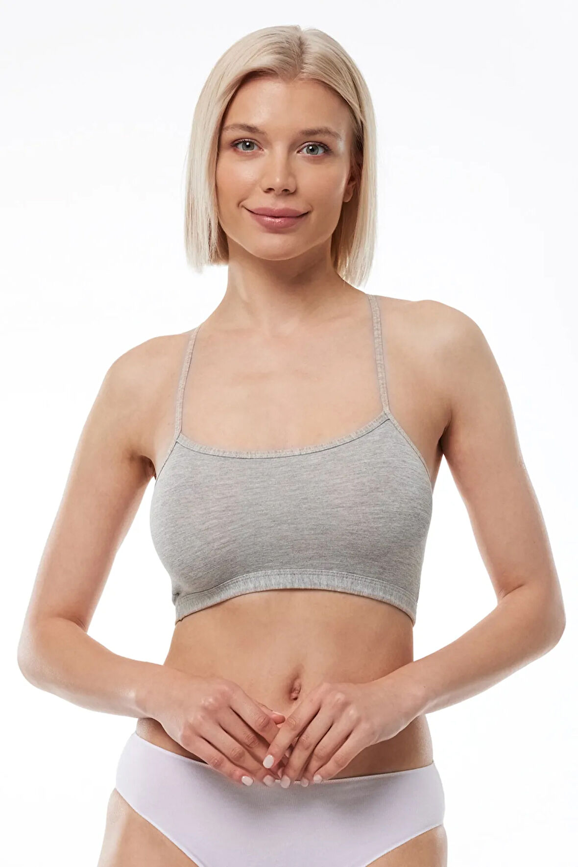 Kadın Gri 2 Li Paket Ayarlanabilir Ip Askılı Pedsiz Modal Penye Büstiyer 1046