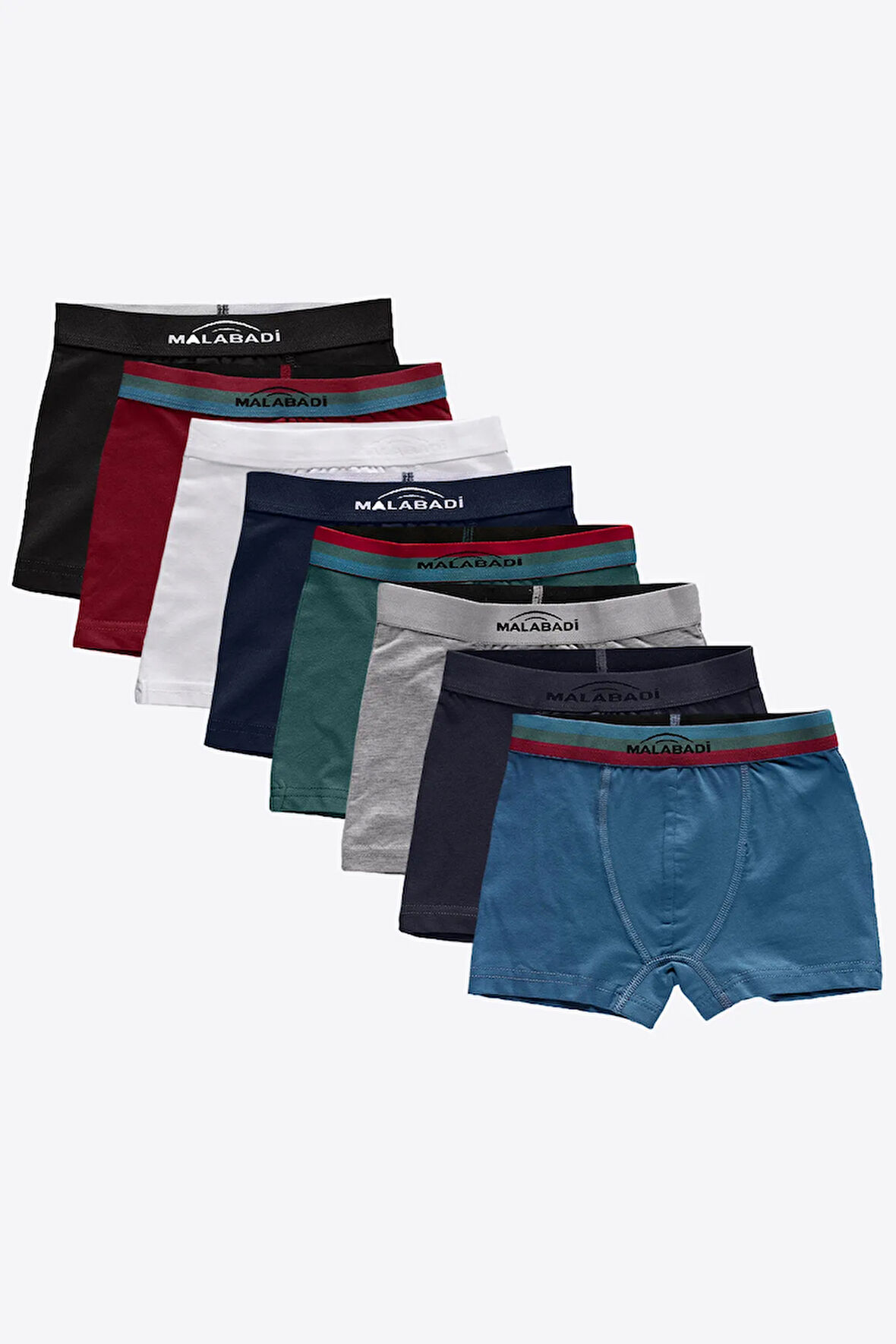 Erkek Çocuk Mavi 8 Li Paket Pamuk Elastan Boxer 208