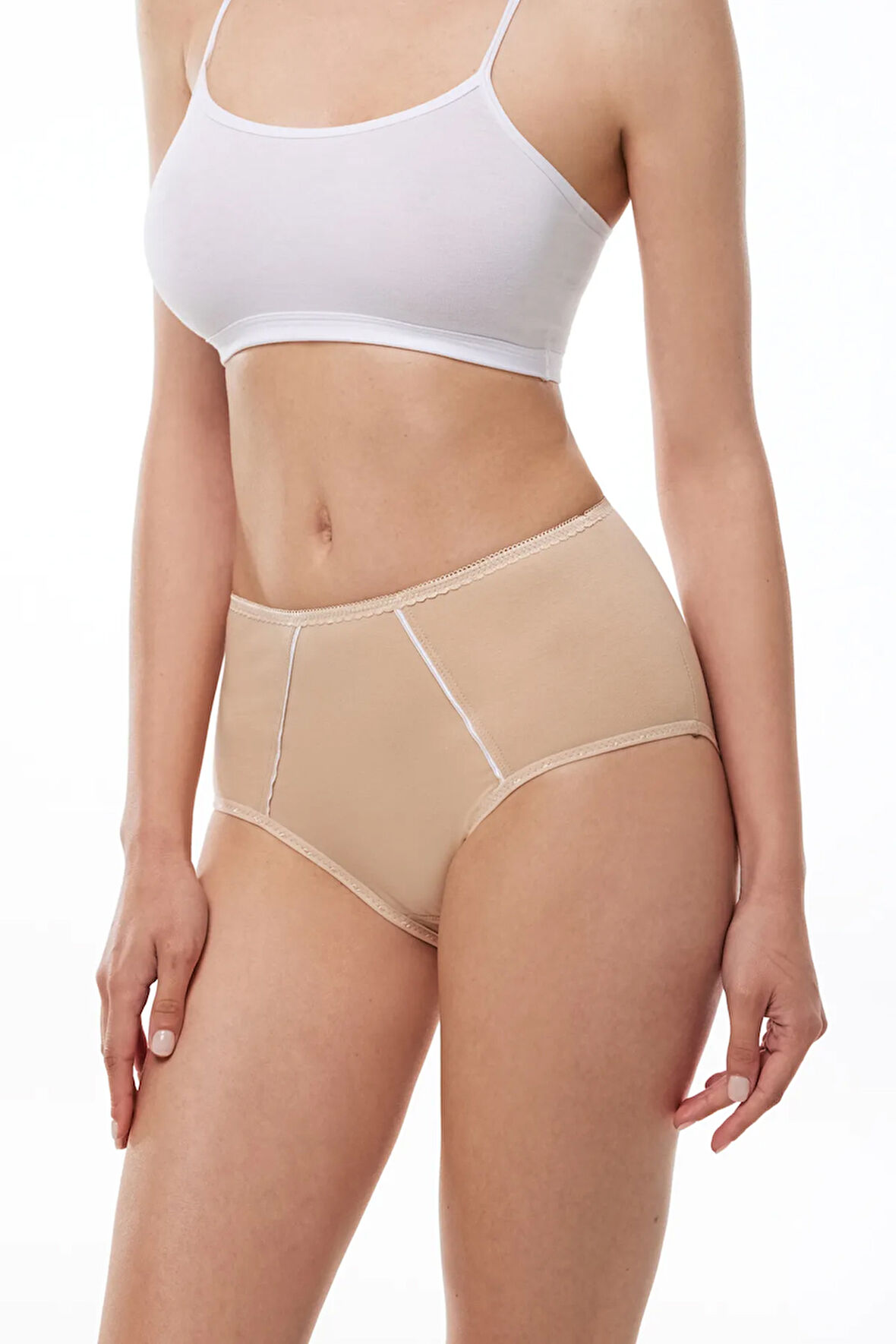 Kadın Beyaz 2 Li Paket Pamuk Elastan Sabrina Yüksek Bel Slip Külot 114