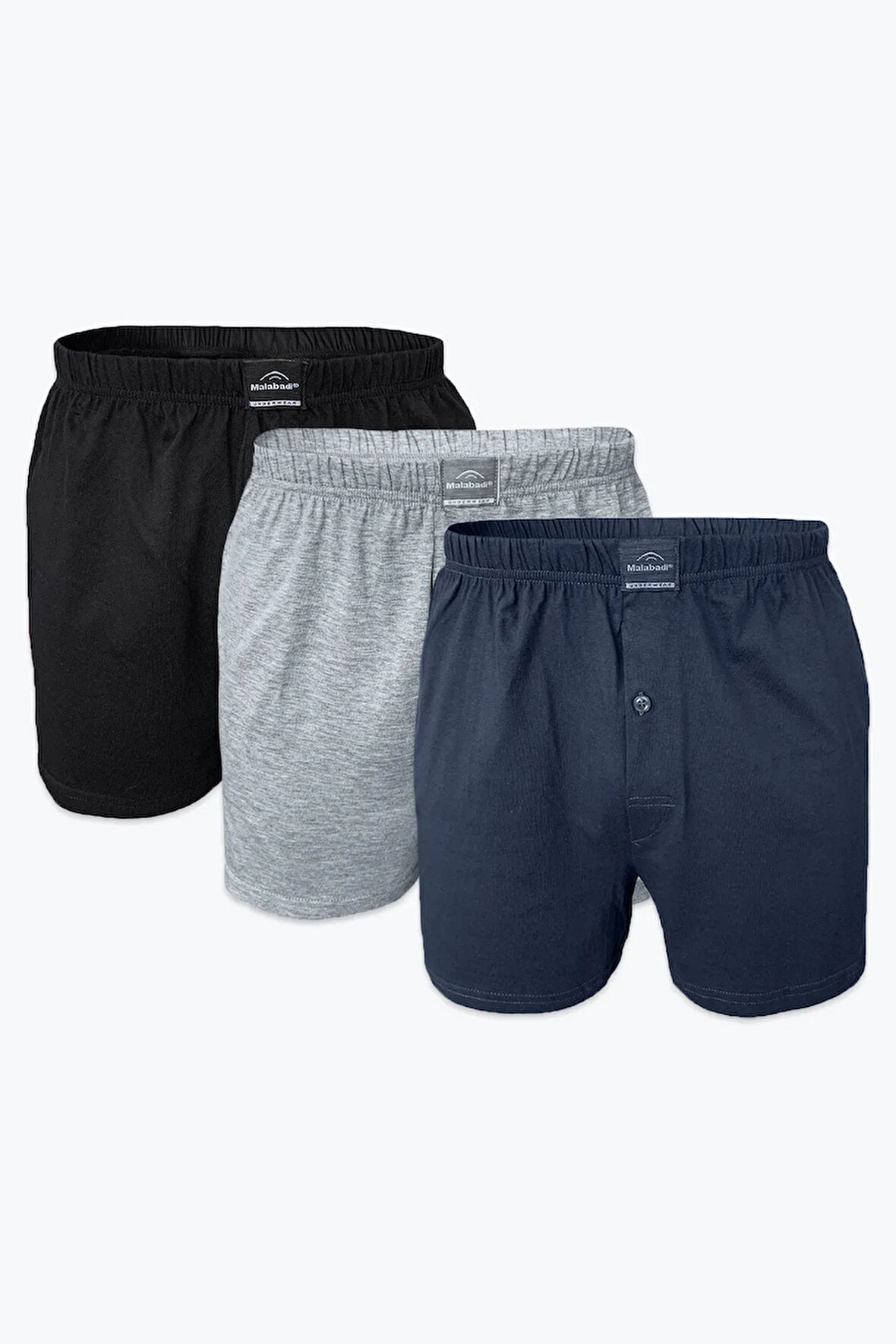 Erkek Gri 3 Lü Paket Geniş Kalıp Büyük Beden Boxer %100 Pamuk Battal Boy 3m024