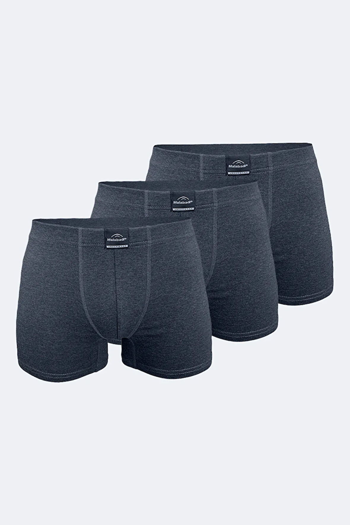 Erkek Desenli Beyaz Lacivert 3 lü Pamuk Elastan Boxer 3M074