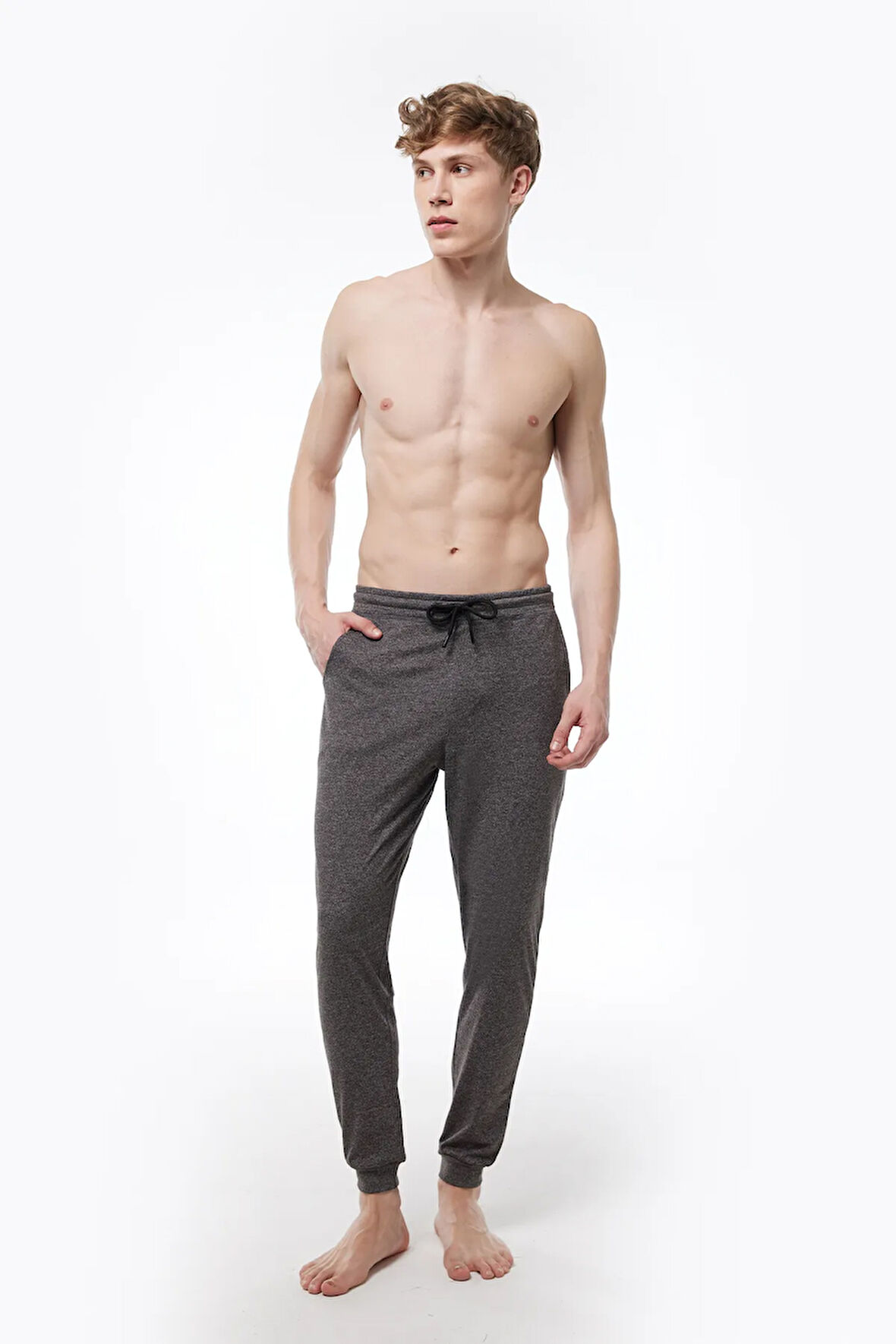 Erkek Siyah Bel Lastikli Cepli Tek Alt Manşetli Paça Pijama 6004