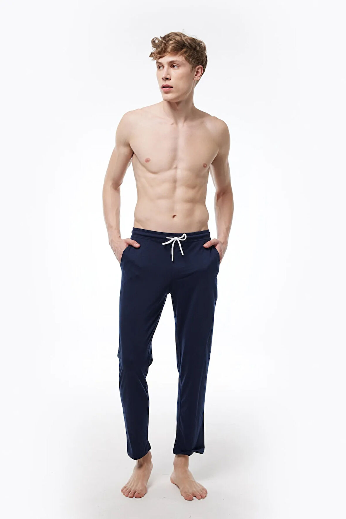 Erkek Kırçıllı Gri Bel Lastikli Cepli Tek Alt Düz Paça Pijama 6003