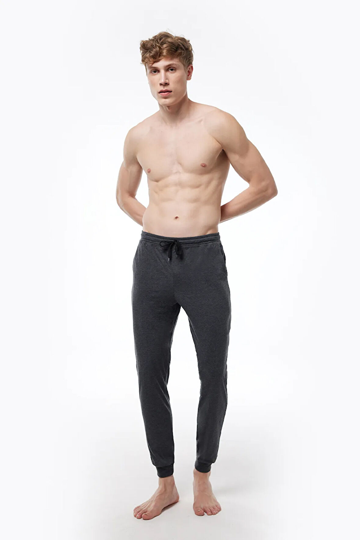 Erkek Siyah Bel Lastikli Cepli Tek Alt Manşetli Paça Pijama 6004