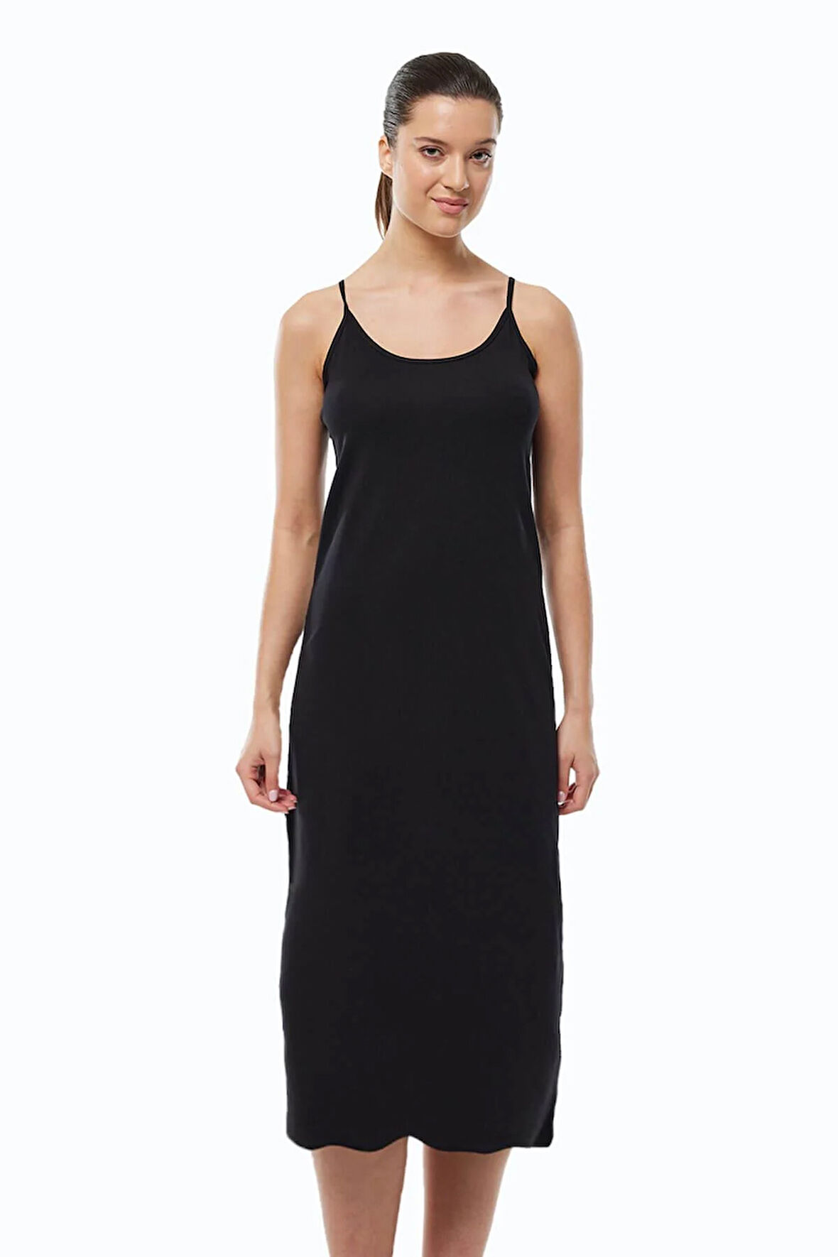 Malabadi 1080 Kadın Modal Ayarlanabilir İp Askılı Uzun Geniş Elbise Astarı & Kombinezon