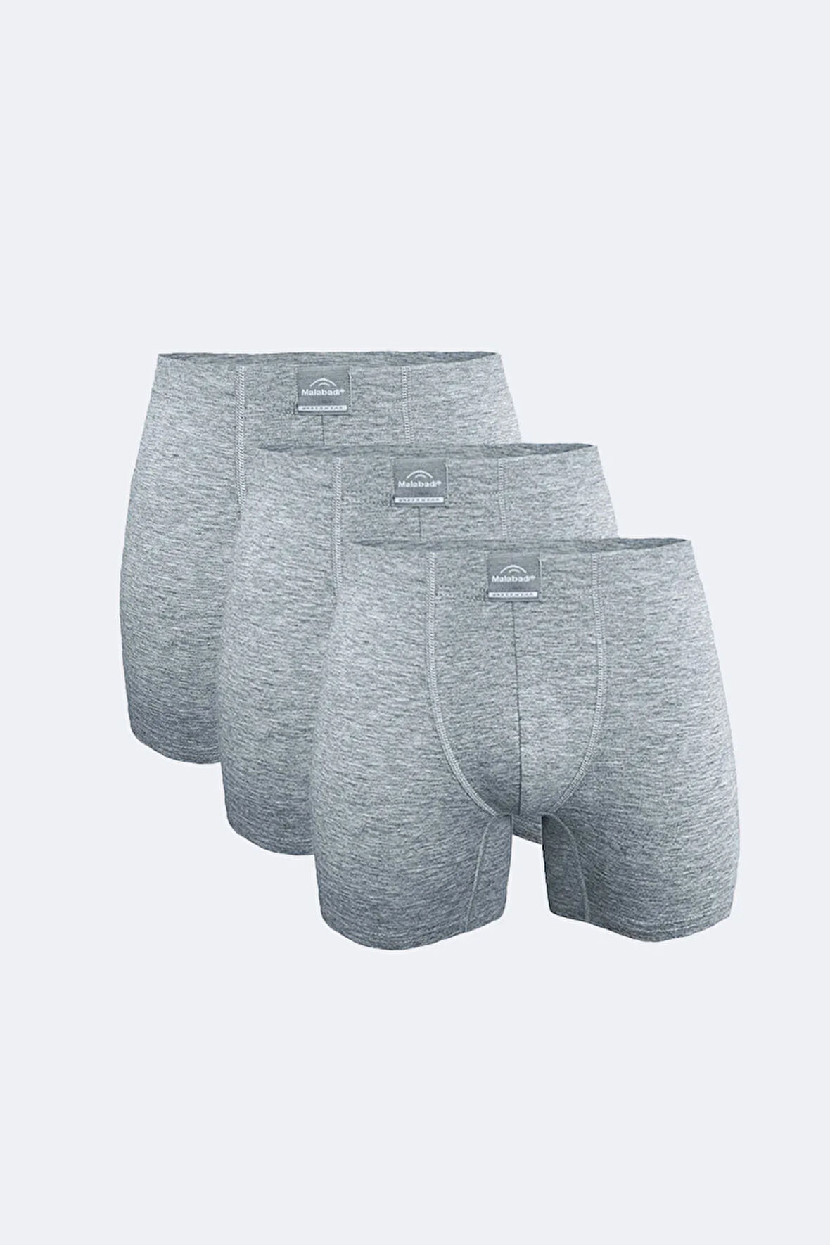 Erkek Siyah Gri Desenli 3 Lü Pamuk Elastan Uzun Boxer 073