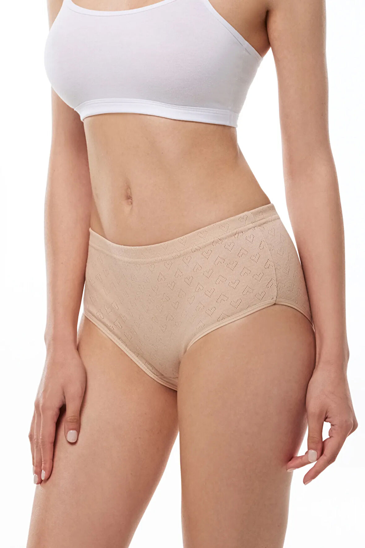 Kadın Beyaz 6 Lı Paket %100 Pamuk Yüksek Bel Jakarlı Slip Külot 351