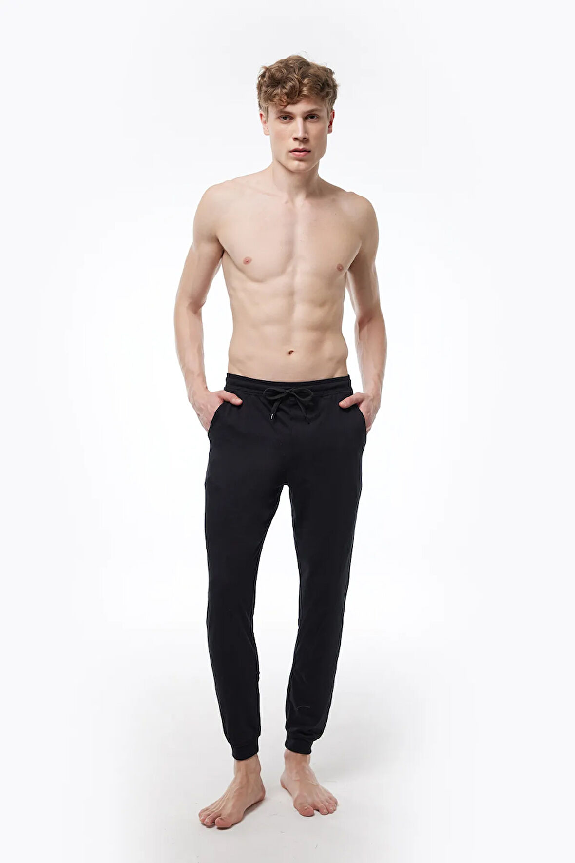 Erkek Siyah Bel Lastikli Cepli Tek Alt Manşetli Paça Pijama 6004