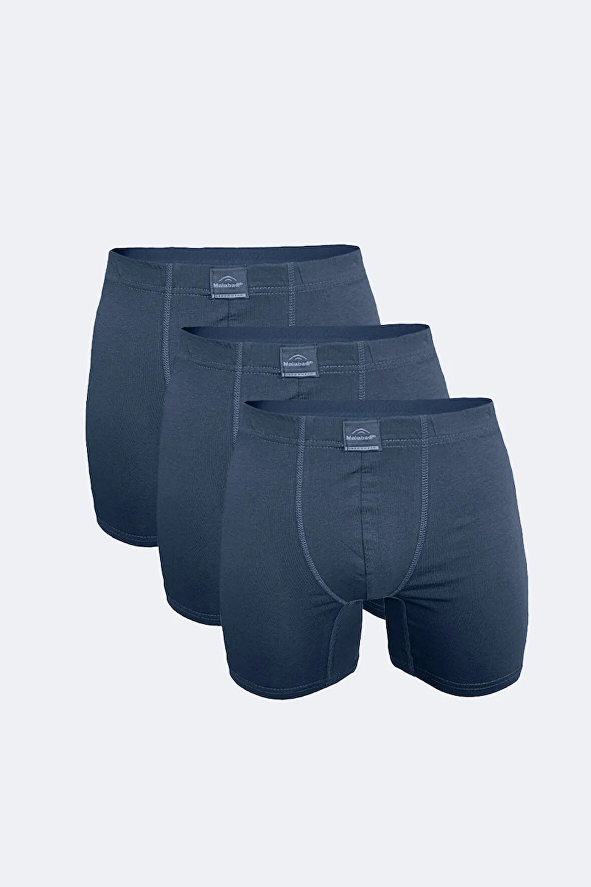 Erkek Siyah Gri Desenli 3 Lü Pamuk Elastan Uzun Boxer 073