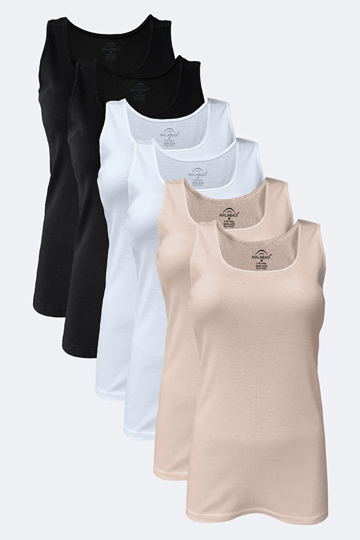 Kadın Ten Rengi 6 Lı Paket %100 Pamuk Ribana Kalın Askılı Atlet 106-e