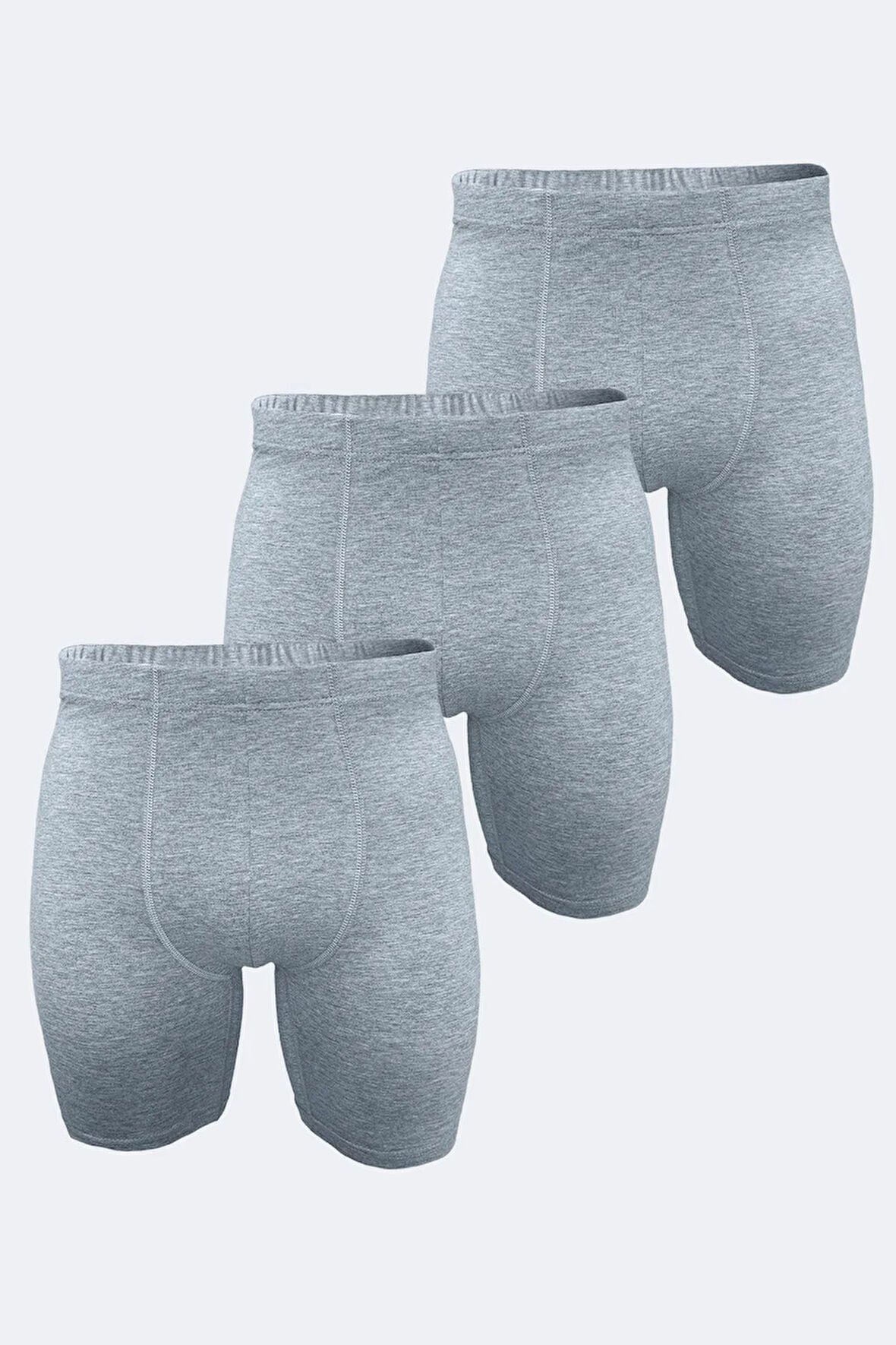 Erkek Gri Beyaz Siyah 3 Lü Paket Uzun Paçalı Modal Boxer 3m018