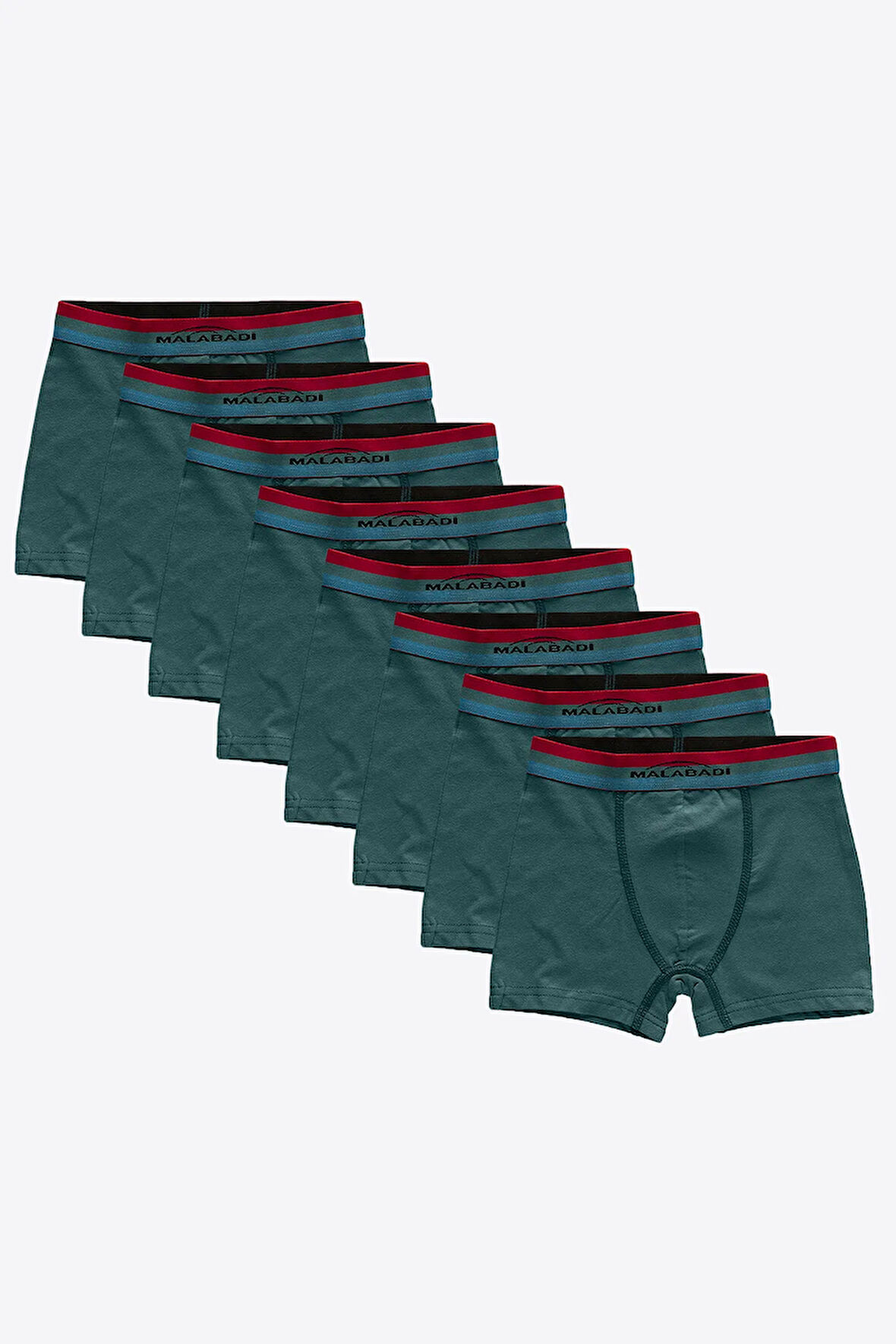 Erkek Çocuk Mavi 8 Li Paket Pamuk Elastan Boxer 208